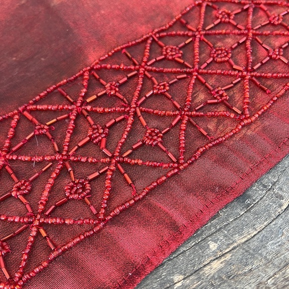ADV Beaded table runner in deep red - EUC - - Picture 5 of 7